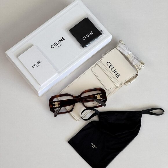 Celine TRIOMPHE Women Eyeglasses Blonde Havana Rectangle CL50155I 053 AUTHENTIC - Picture 11 of 14